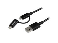 Apple Lightning of Micro USB naar USB kabel 1 meter - zwart