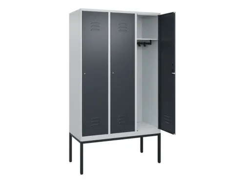 locker,HxBxD 2120x1200x500mm,3vak,vak B 400mm,cil.-slot,voetonderstel