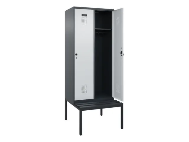 locker met bank,HxBxD 2120x800x815mm,2vak,vak B 400mm,draaigrendel