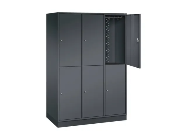 Dubbeldekse garderobekast,HxBxD 1950x1220x600mm,3x2vak.,vak B 360mm