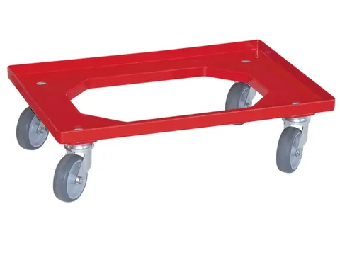 Bakonderwagen 250kg Laadvloer 600x400mm Rubberen Wielen Rood