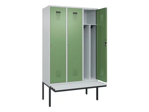 locker met bank,voor scheiding van kleding,HxBxD 2120x1200x815mm,3vak