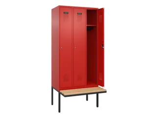 locker met bank,HxBxD 2120x900x815mm,3vak,vak B 300mm,cilinderslot - 1