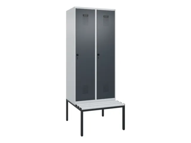 locker met bank,voor scheiding van kleding,HxBxD 2120x800x815mm,2vak