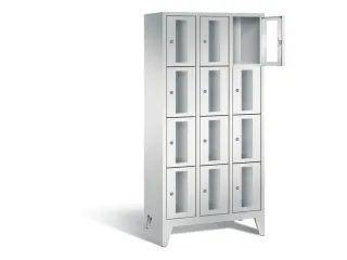 Lockerkast 1850x900x500mm 3x4 vakken Cilinderslot Poten, RAL7035 - 1