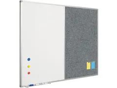 Combibord Wit Donkergrijs 60x90cm Whiteboard / Prikbord