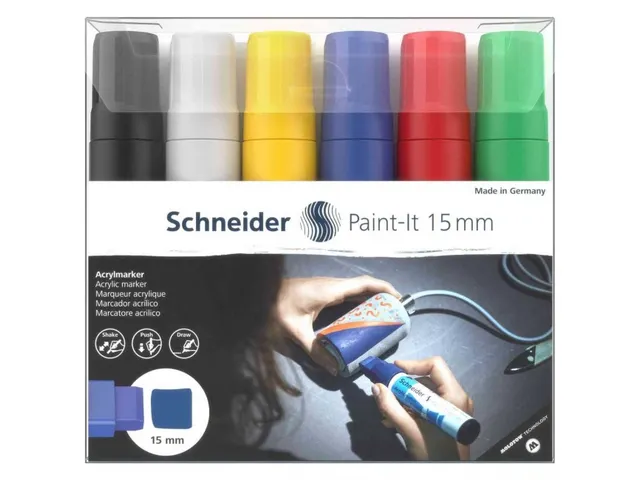 Marqueur acryl Schneider Paint-It 330 15mm étui 6pces.