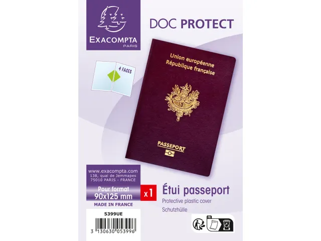 Etui de protection pour passeport 2 volets PVC