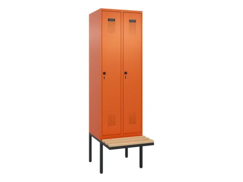 locker met bank,voor scheiding van kleding,HxBxD 2120x600x815mm,2vak