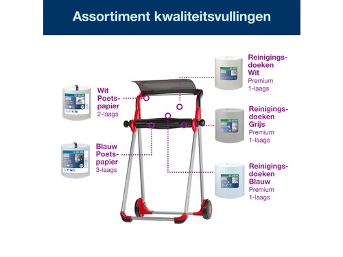Tork 652008 W1 Performance mobiele Vloerstandaard Grijs/Rood