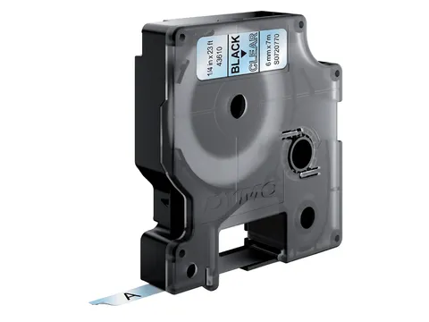 Labeltape Dymo 43610 D1 S720770 6mmx7m zwart op transparant