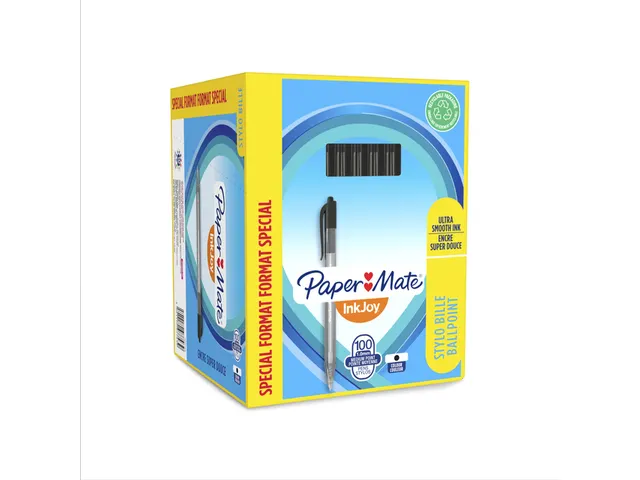 Balpen Paper Mate Inkjoy 100RT medium zwart valuepack 80+20 gratis