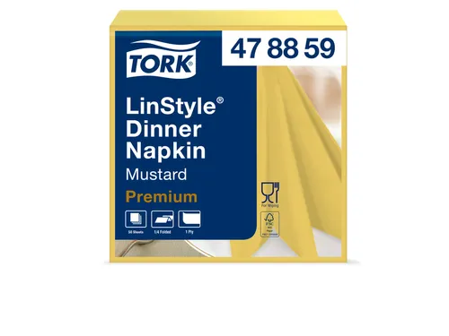 Dinnerservetten Tork LinStyle 1/4-vouw 1-laags 50st mosterdgeel 478859