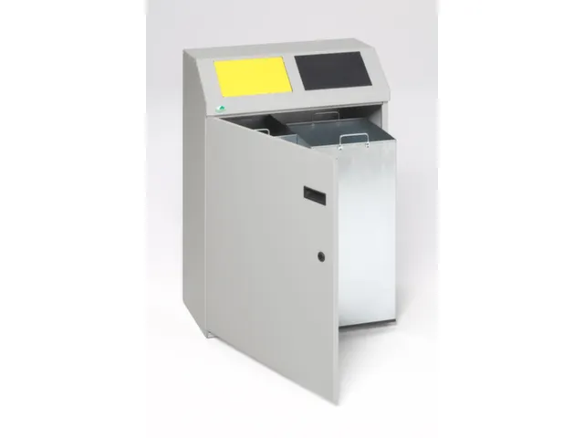 Station de tri sélectif 2x50 l corps argent trappes d'insertion jaun