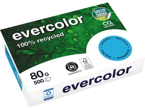 Gerecycleerd Kopierpapier Evercolor 80 Gram A4 Donkerblauw