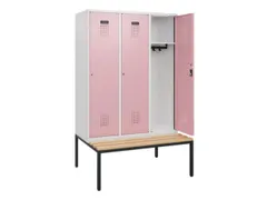 locker met bank,HxBxD 1950x1200x815mm,3vak,vak B 400mm,cilinderslot