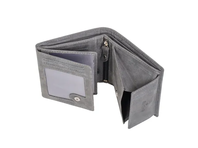 Portefeuille hoog RFID Pride and Soul. Grijs leer.