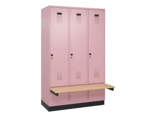 locker met bank,HxBxD 1950x1200x815mm,3vak,vak B 400mm,draaigrendel - 2