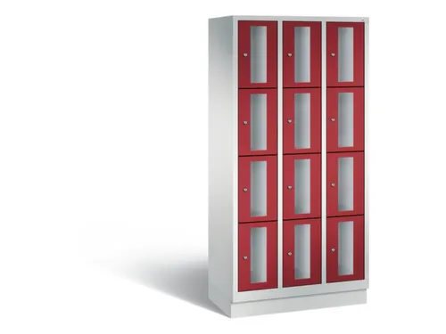 Lockerkast 1800x900x500mm 3x4 vakken Cilinderslot, Sokkel, RAL3003