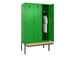 locker met bank,HxBxD 2120x1200x815mm,3vak,vak B 400mm,draaigrendel
