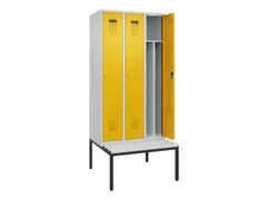locker met bank,voor scheiding van kleding,HxBxD 2120x900x815mm,3vak