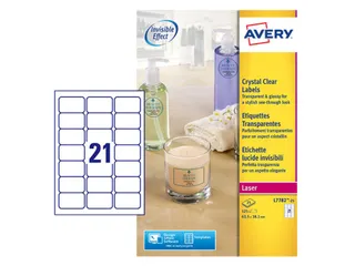 Crystal Clear etiket Avery L7782-25 63.5x38.1mm Transparant 525 stuks - 3