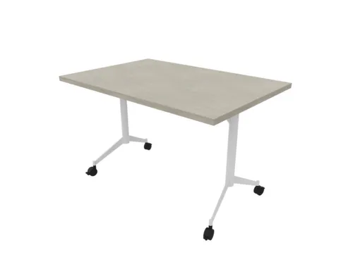 klaptafel,HxBxD 750x1200x800mm,hoekig,T-voet wit,ovale buis,blad beton
