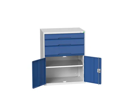 ladekast HxBxD 1000x800x550mm 3laden 2deuren RAL7035 front RAL5010