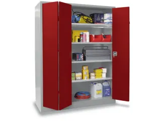 Vouwdeurkast 1950x1200x500mm 4legborden Verzinkt Ral7035 Front Ral3000 - 1