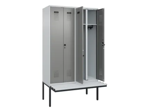 locker met bank,voor scheiding van kleding,HxBxD 2120x1200x815mm,4vak