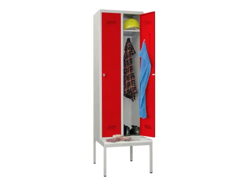 locker met bank,HxBxD 2150x600x500mm,2vak,RAL7035,front RAL3000