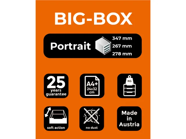 Ladenblok A4+ BIG-BOX Classic 4 lades Grijs Zwart