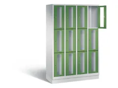 Lockerkast 1800x1190x500mm 4x3 vakken Cilinderslot, Sokkel, RAL6011