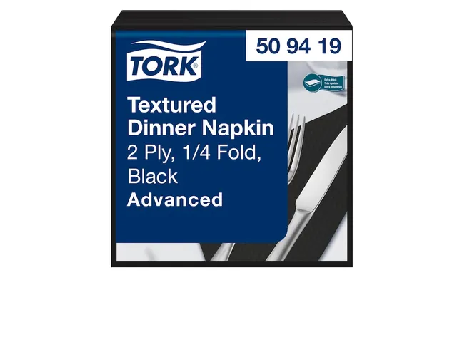 Tork 509419 Textured Dinnerservet zwart 39x39cm 1000 Stuks
