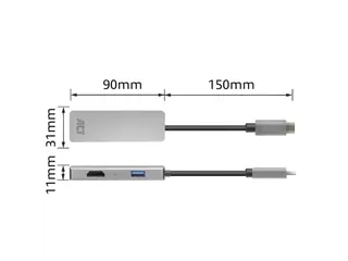 Adapter ACT USB-C 4K multiport voor 2 HDMI monitoren - 18