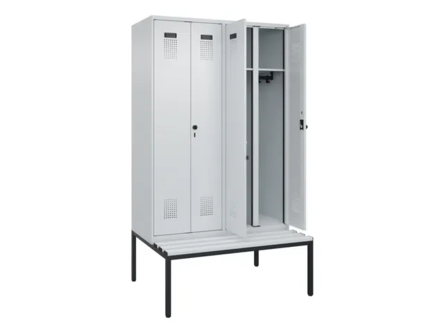 locker met bank,voor scheiding van kleding,HxBxD 2120x1200x815mm,4vak
