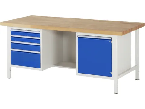 werkbank,HxBxD 840-1040x2000x900mm,beukblad,draagverm. 1250kg,4voeten