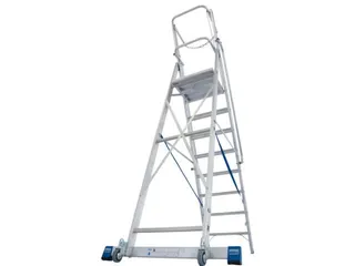 verrijdbare treden-platformladder eenzijdig 8treden stand H 1 9m - 10