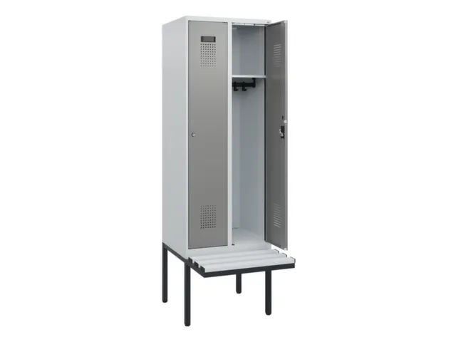 locker met bank,HxBxD 1950x600x815mm,2vak,vak B 300mm,cilinderslot