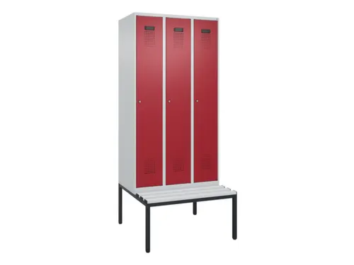 locker met bank,HxBxD 2120x900x815mm,3vak,vak B 300mm,cilinderslot