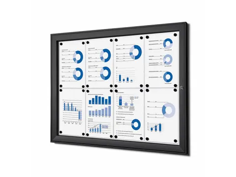 Vergrendelbaar Mededelingenbord Indoor/ Outdoor 8xA4 Zwart