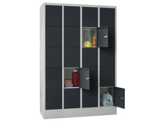 armoire multicases,4x5compartiments,RAL7035,face avant RAL7016