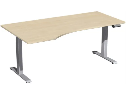 In hoogte verstelbaar bureau in vrije vorm,HxBxD 730-1230x1800x1000mm