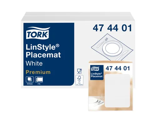 Placemat Tork Linstyle Premium 2-laags 390x300mm 100 vel wit 474401