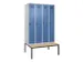 locker met bank,voor scheiding van kleding,HxBxD 2120x1200x815mm,4vak