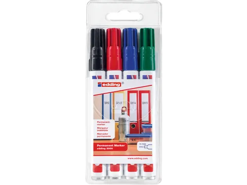 Viltstift edding 3000 creatief rond 1.5-3mm assorti blister à 4 stuks