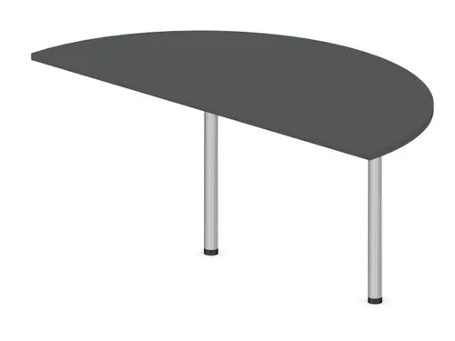 aanbouwtafel,i.h.v.,HxBxD 720-840x1600x800mm,halfrond,MS-donkergrijs