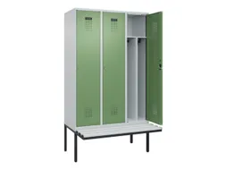 locker met bank,voor scheiding van kleding,HxBxD 2120x1200x815mm,3vak