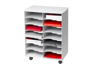 transportwagen,HxBxD 699x545x335mm,14vakken,romp grijs,front grijs - 1