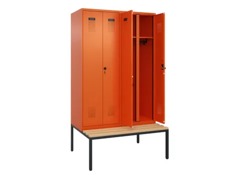 locker met bank,voor scheiding van kleding,HxBxD 2120x1200x815mm,4vak